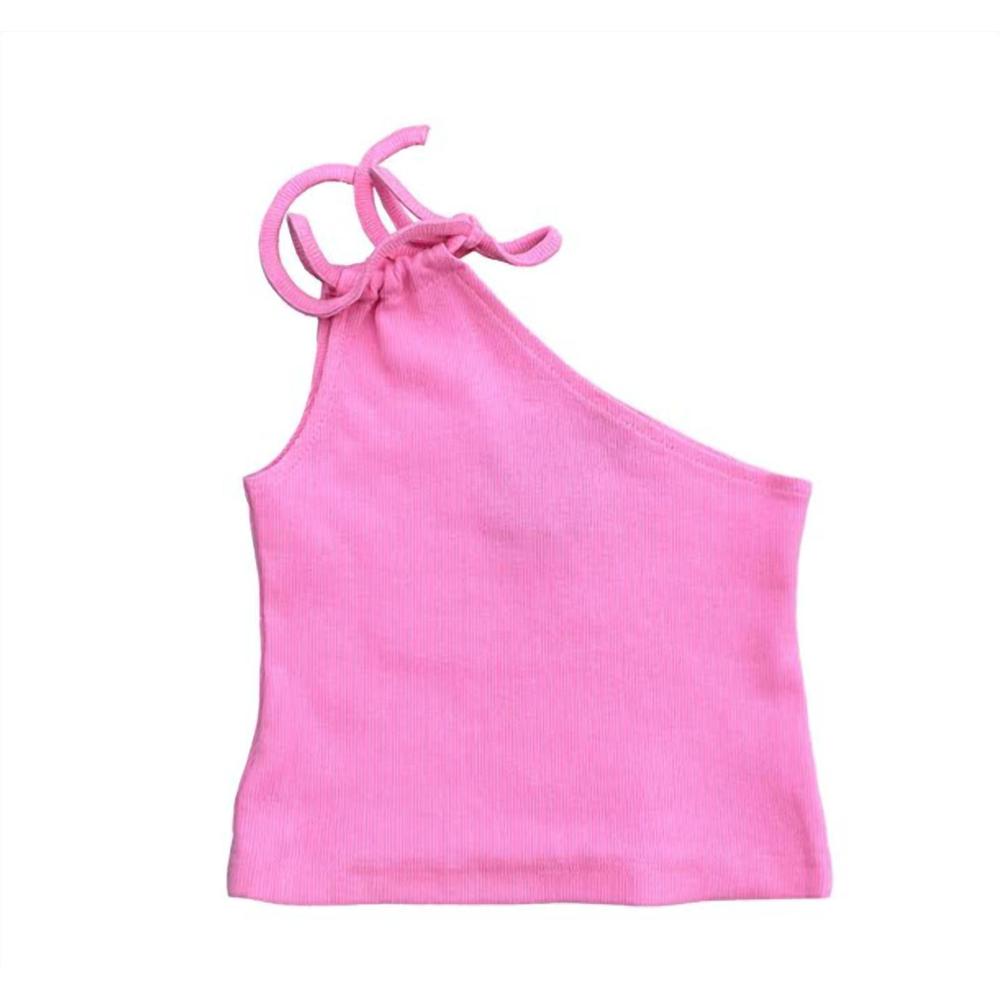NEW LITTLE OLIN girls one shoulder top in pink